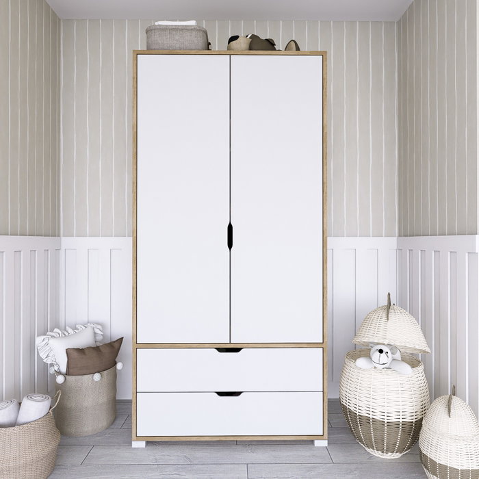 Hanah Home Armario 90 Cm 1600-015 Nogal Claro y Blanco Hanah Home Armario 90 Cm 1600-015 Nogal Claro y Blanco